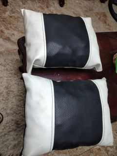Car throw pillow in man made leather case