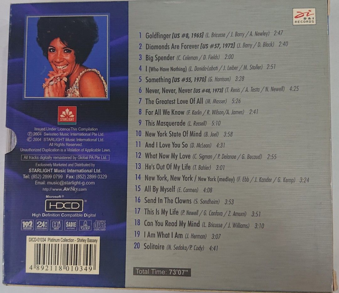 Cd Shirley bassey, 興趣及遊戲, 音樂、樂器& 配件, 音樂與媒體- CD 及DVD - Carousell