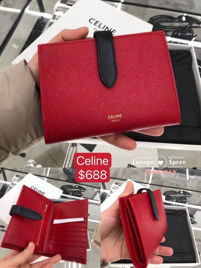 Medium strap wallet online in bicolour grained calfskin