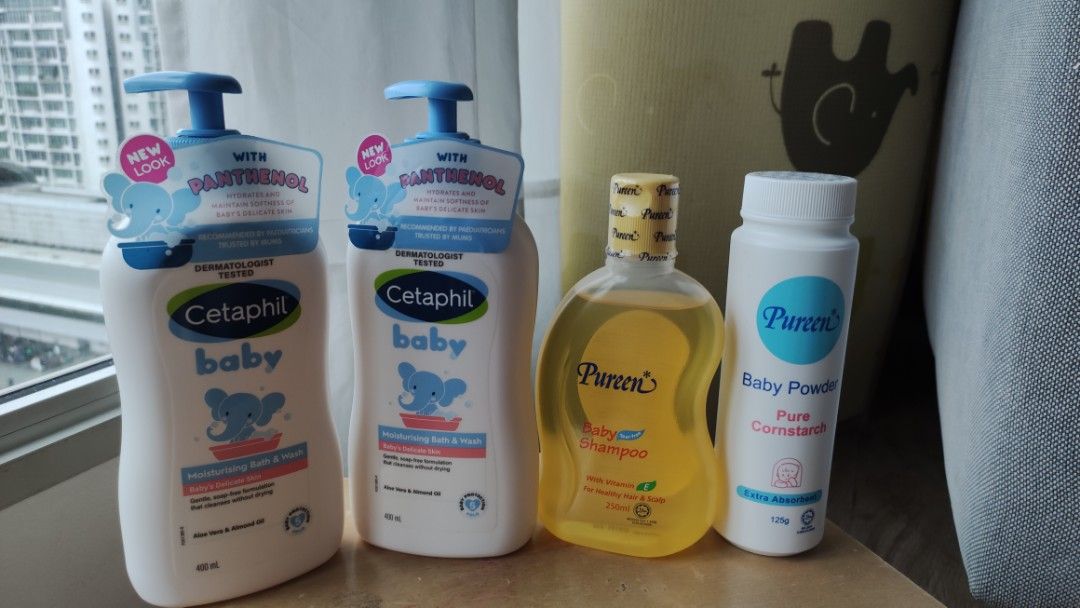 Cetaphil and Pureen body wash/shampoo, Babies & Kids, Bathing