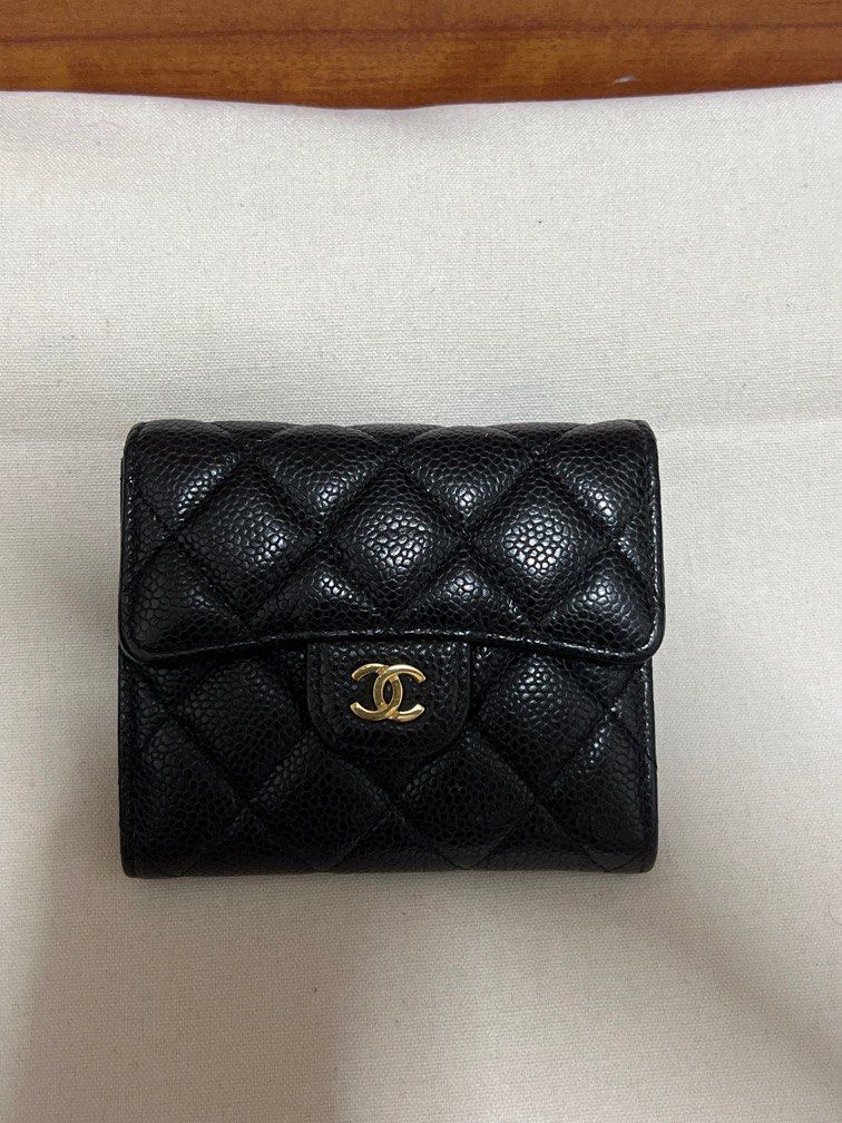 Chanel Classic Small Flat Wallet Caviar Black with Gold Hardware