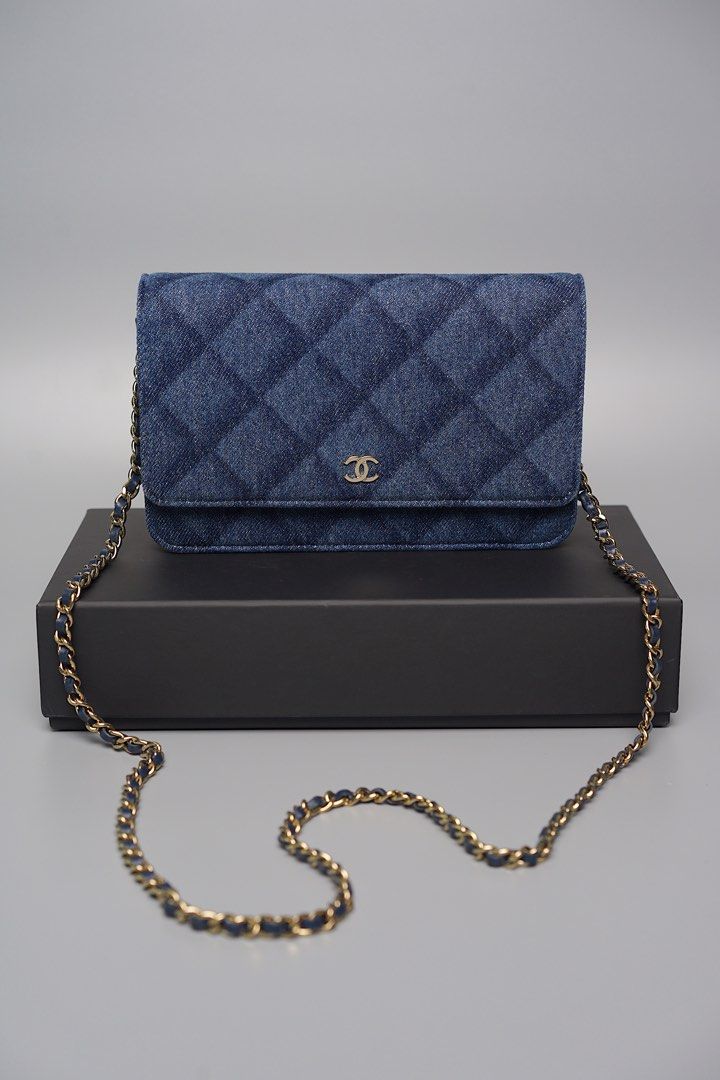 Chanel Denim Wallet on Chain, Luxury, Bags & Wallets on Carousell