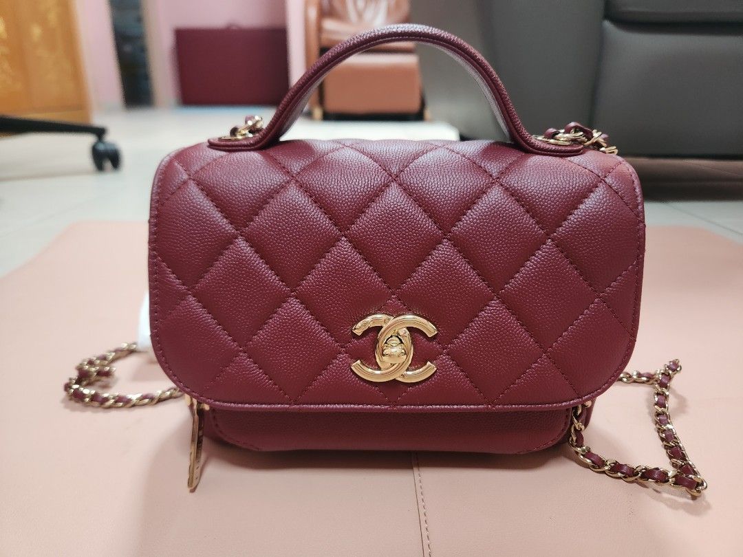 CHANEL Caviar Quilted Small Business Affinity Flap Red 451525