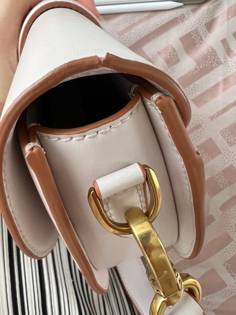 Gabine Leather Saddle Bag - Beige