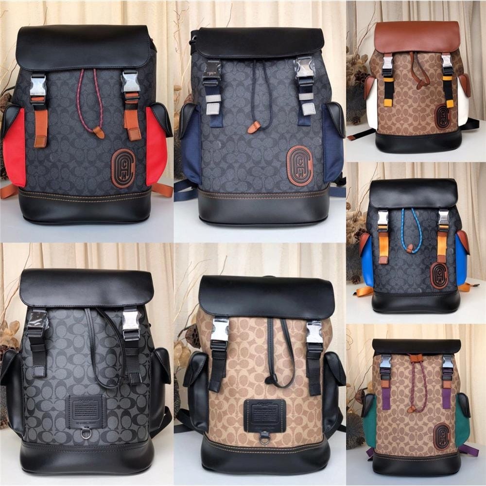 Coach Rivington Backpack In Signature Canvas With Coach Patch Patch Men Hiking Laptop Bag