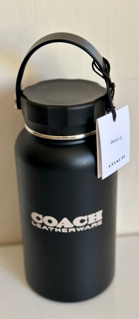 COACH STAINLESS STEEL BLACK WATER BOTTLE, Furniture & Home Living ...