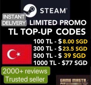 [CODE] Steam Wallet Turkey/Turkey Steam Gift Card CODE / Steam Turkey Credit / Steam New Turkey account /Turkish lira CDK/[ delivery time with in 3 minutes!]