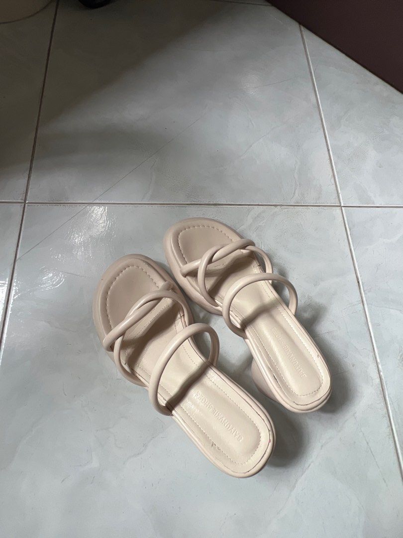 platform cream sandals