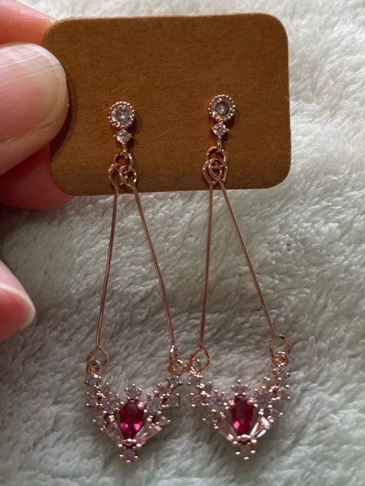 3 for 10 Dangling Earrings with Red Crystal Women s Fashion
