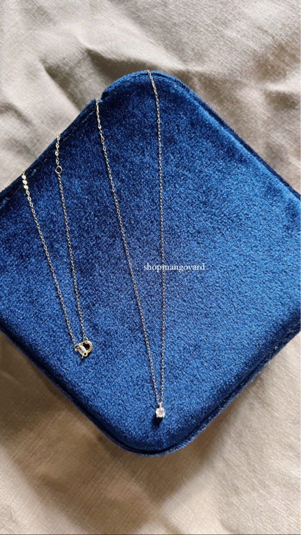 Square diamond necklace in adjustable 18k fine tauco chain on Carousell