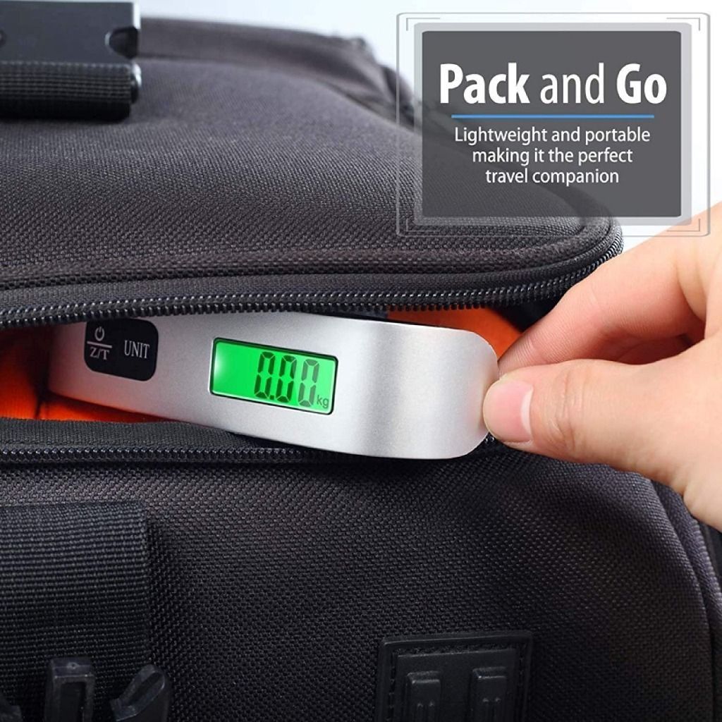 Digital Luggage Scale, 110LB Portable Handheld Baggage Scale for Travel, Suitcase  Scale with hook, Battery Included with Overweight Alert, White Backlight  LCD Display - Silver 