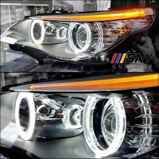 e60 BMW LCi look projector Headlamps with Angel Eyes DRL led HID compatible headlights