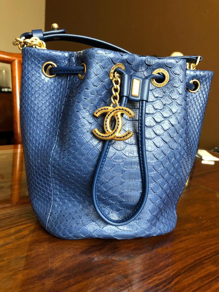 Extremely Rare Python Chanel Bucket Drawstring bag, Women's
