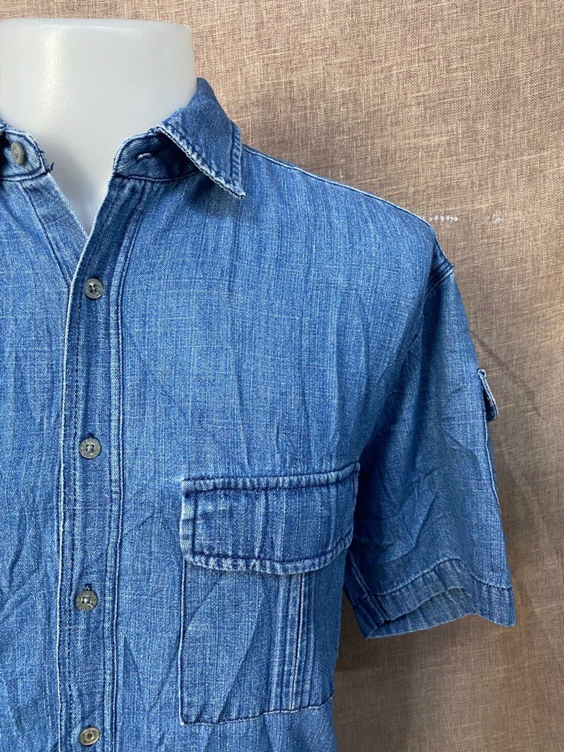 Faded Glory Denim Short Sleeve Shirt Men s Fashion Tops Sets