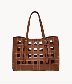 Fossil Kier Cactus Leather Tote in Brown