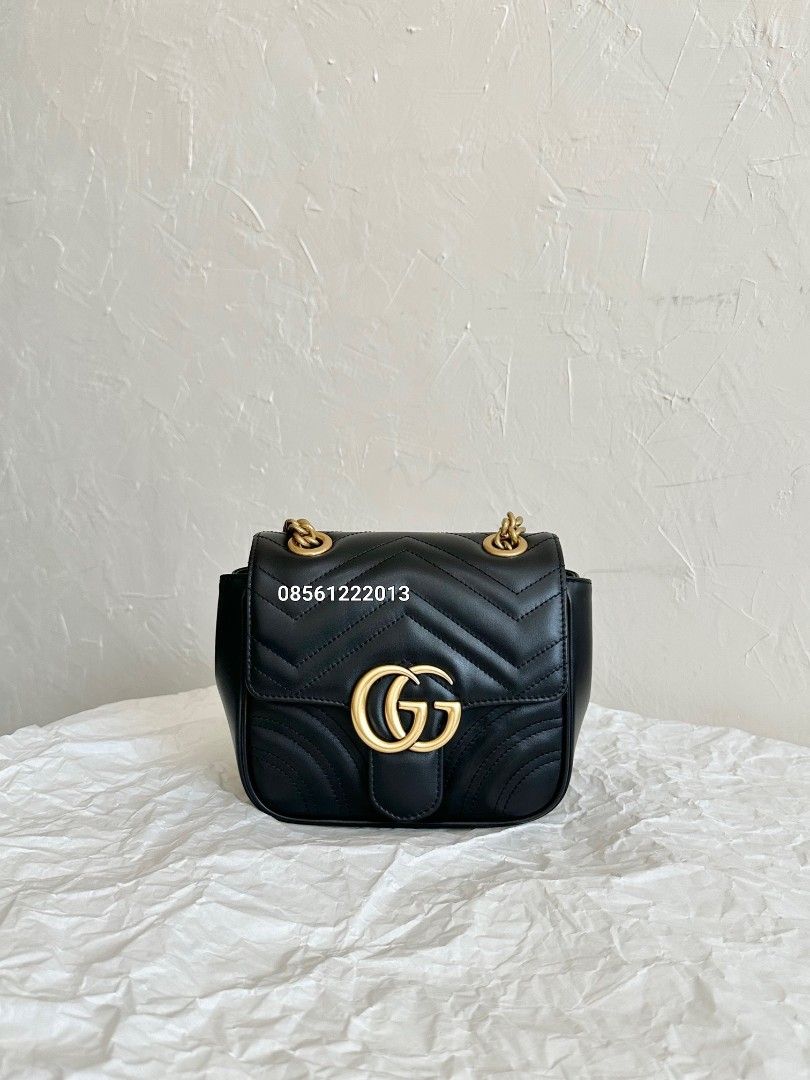 GG Marmont Mini Shoulder Bag Matelasse 18x15 Black