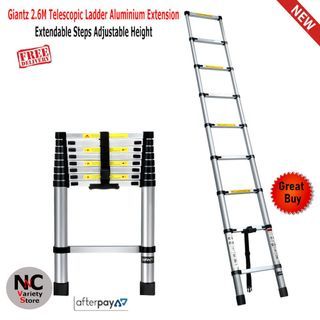 Giantz 2.6M Telescopic Ladder Aluminium Extension Extendable Steps Adjustable Height