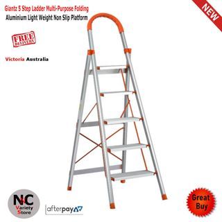 Giantz 5 Step Ladder Multi-Purpose Folding Aluminium Light Weight Non Slip Platform