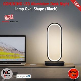 GOMINIMO LED Aluminium Desk Night Lamp Oval Shape (Black)