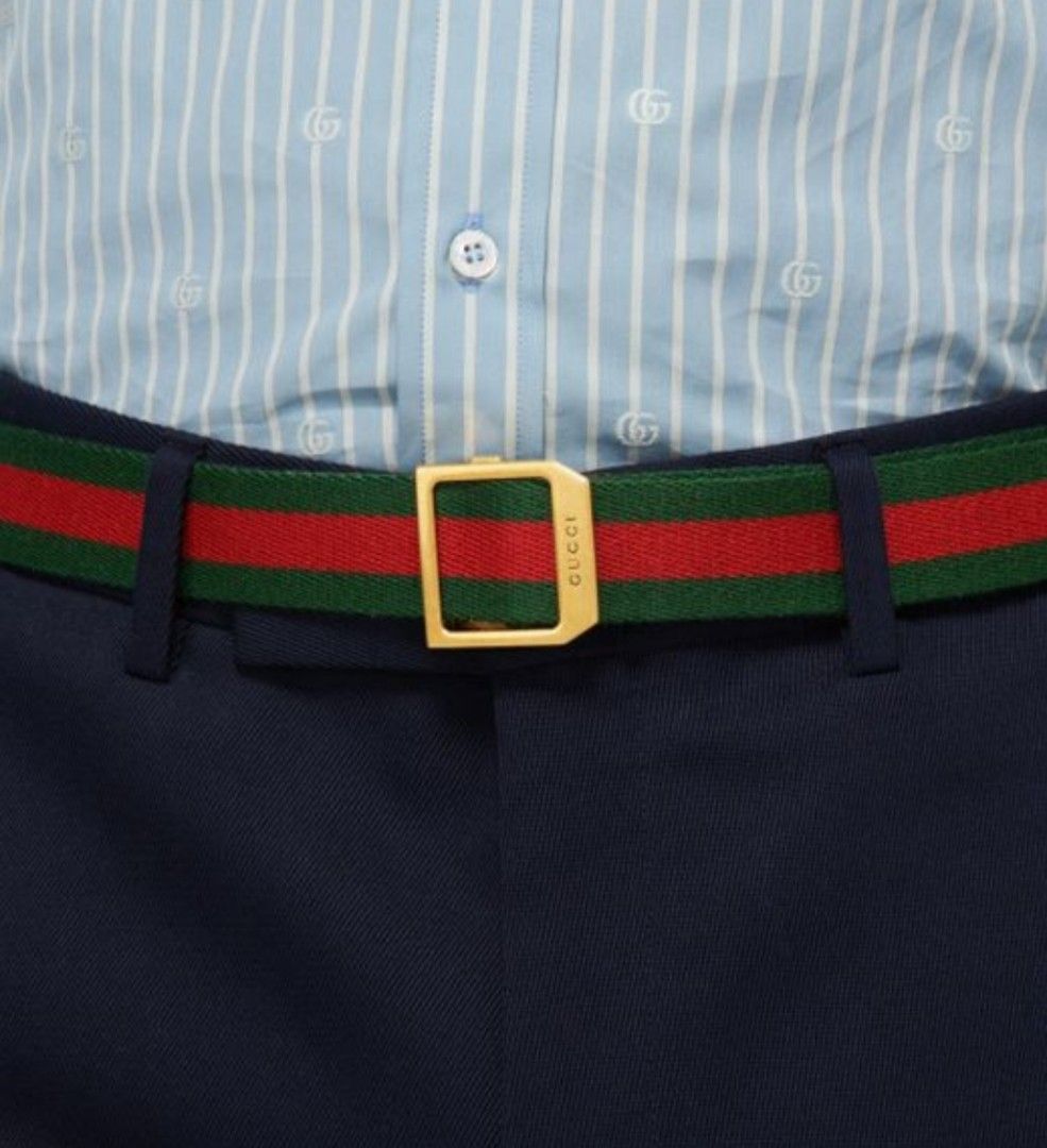 Gucci web belt with d discount ring
