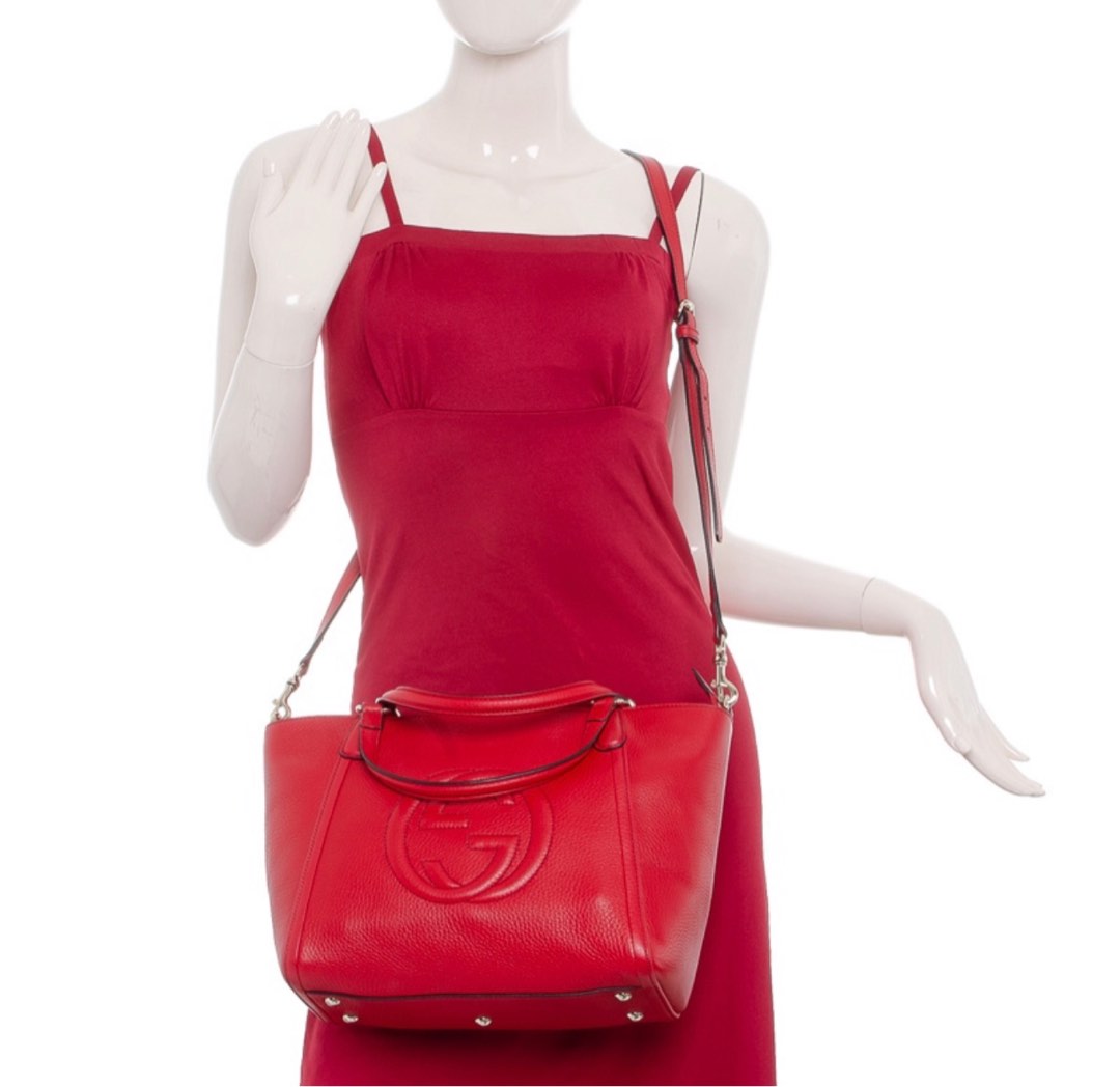 GUCCI Soho Top Handle Red Satchel Bag with Continental, Luxury, Bags ...