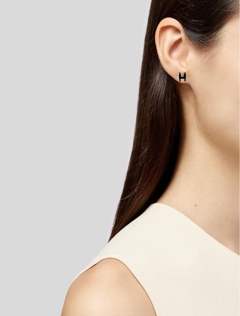 Hermes Pop H Earrings Noir Mini Luxury Accessories on Carousell