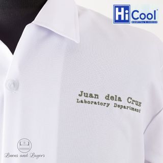 Hi Cool White Unisex Personalized Laboratory Coat / Lab Gown / Lab Coat for Adult with Embroidery