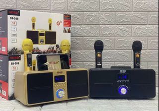 Hongkong brand new(sdrd)sd309 family karaoke set with 2pc UhF wireless microphone speaker with local hop warranty free delivery