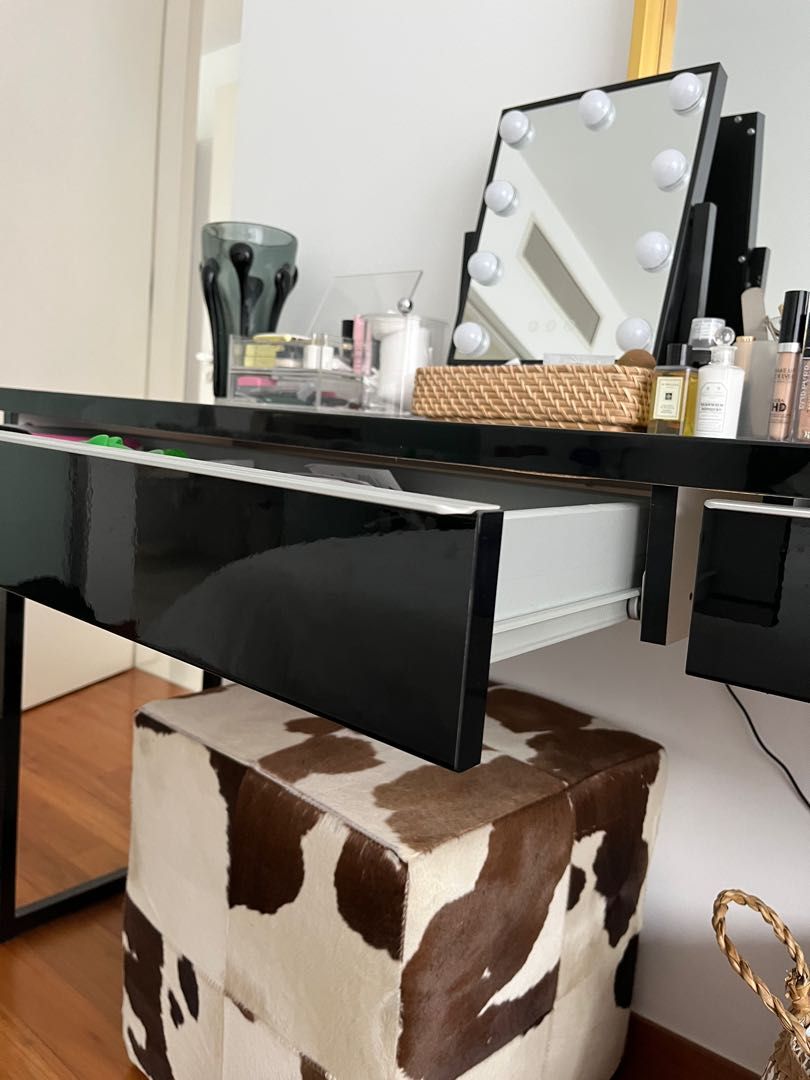 IKEA High gloss black desk, Furniture & Home Living, Furniture, Tables