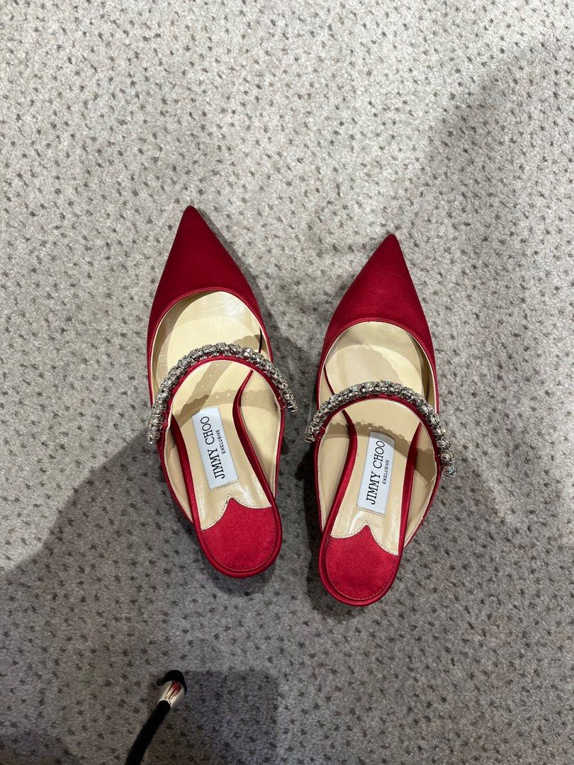 BRAND NEW Jimmy Choo Bing 65 Satin Mules in Red Women s Fashion