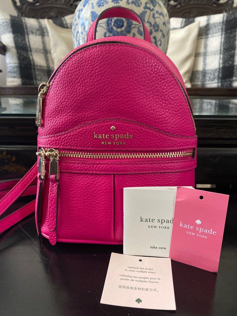 KATE SPADE BRIGHT MAGENTA MINI CONVERTIBLE BACKPACK, Luxury, Bags & Wallets  on Carousell