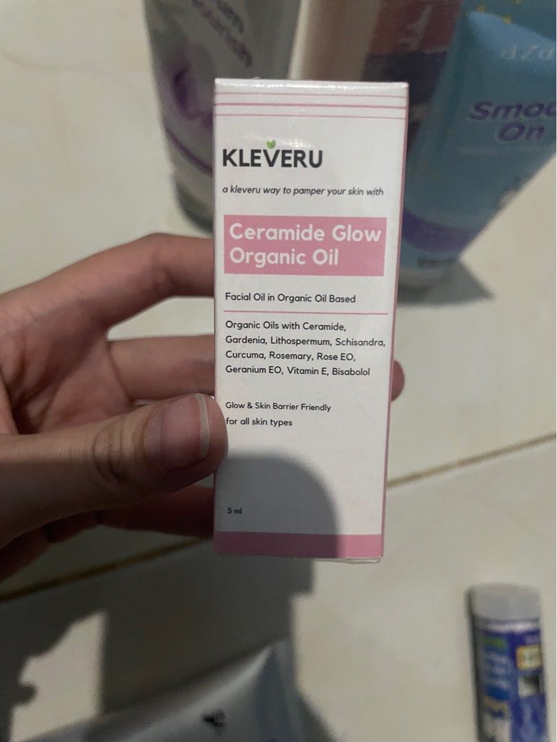 Kleveru Ceramide Glow Organic Face Oil 5ml, Kesehatan & Kecantikan