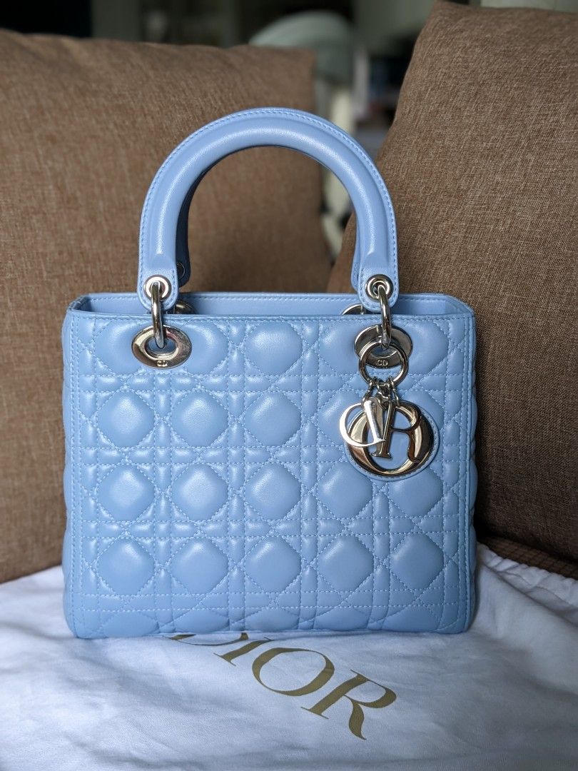 Lady Dior Medium In Blue Shw, Luxury, Bags & Wallets On Carousell
