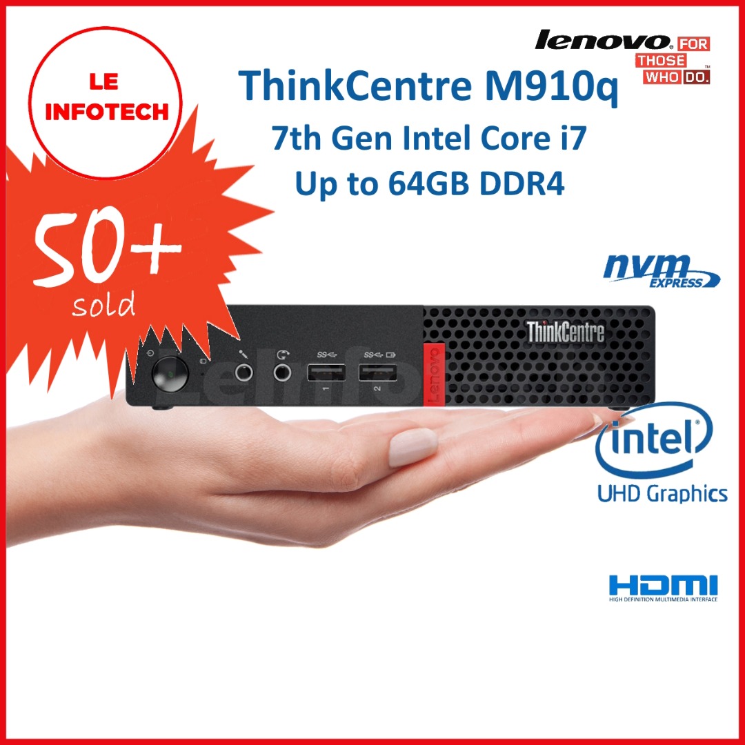 Lenovo ThinkCentre M910Q Tiny PC – Intel I5-7500T 8GB RAM 256GB NVMe Win11 Pro (Refurbished)