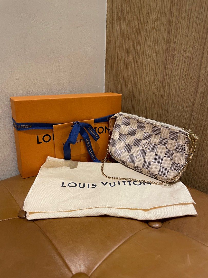 Louis Vuitton Mini Pochette Damier Azur Accessoires Pouch White