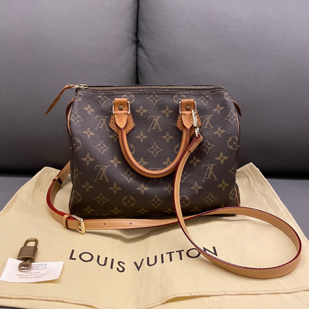 Louis Vuitton Monogram Canvas Speedy 35 Shoulder Bag Added Insert & Chain M41107 Preowned