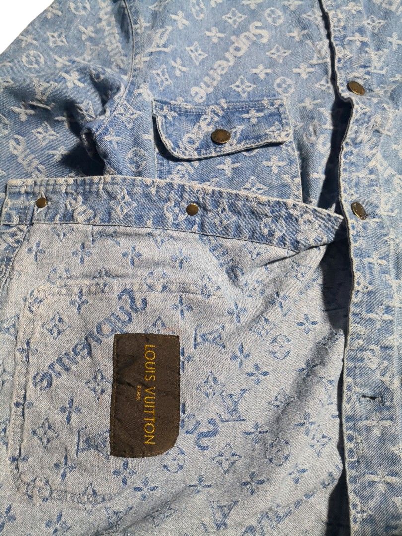 Louis Vuitton x Supreme Monogram Denim Jacket, Men's Fashion, Tops & Sets,  Tshirts & Polo Shirts on Carousell