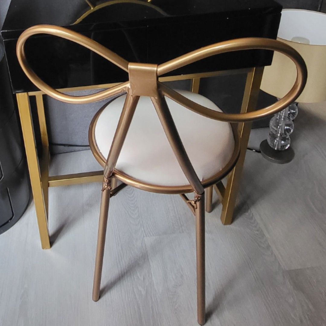 Luxury black gold Dressing Table With Mirror and chair set, Furniture & Home Living, Furniture 