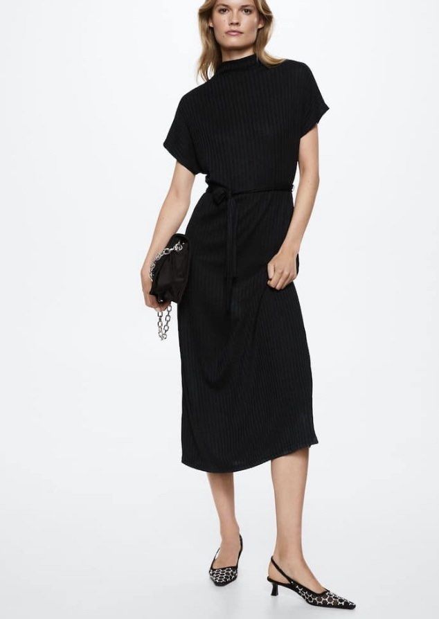 forever 21 ribbed knit midi dress Forever 21 Ribbed Sweater-Knit Midi Dress Black
