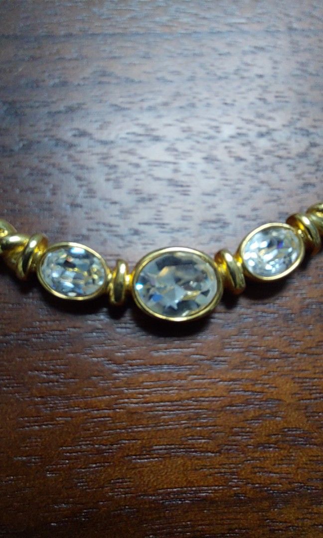 Mario Valentino Gold Toned Chain and Faux Diamond Pendant 