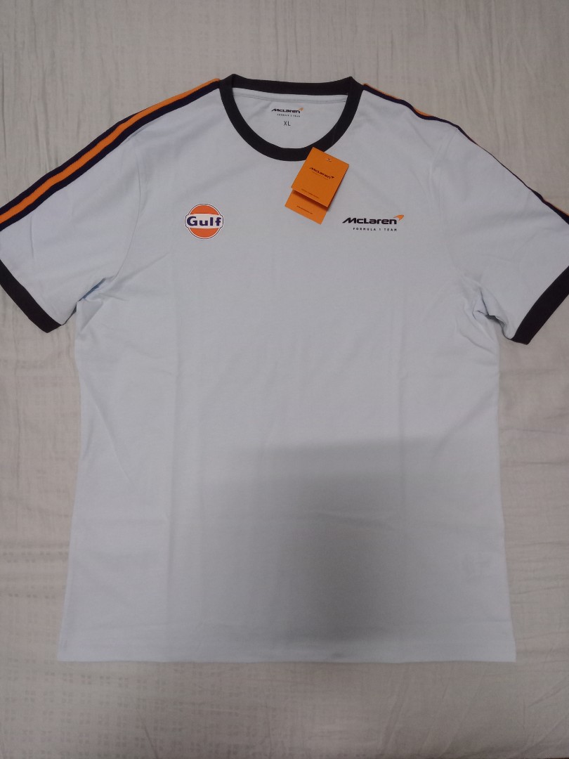McLaren Gulf Racing Ringer T-Shirt (F1 - Formula 1) on Carousell