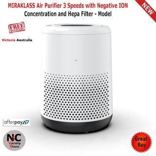 MIRAKLASS Air Purifier 3 Speeds with Negative ION Concentration and Hepa Filter - Model
