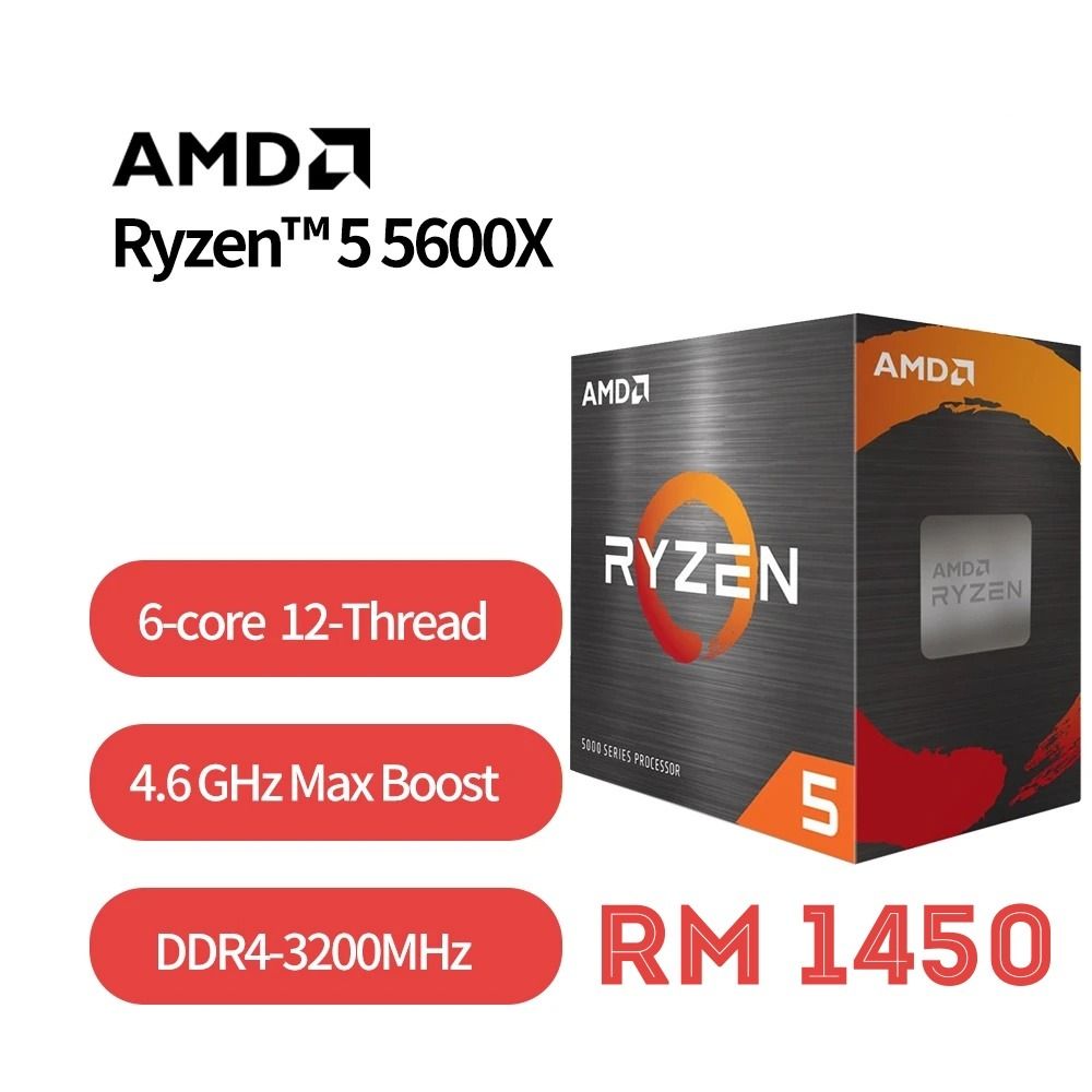 NEW AMD Ryzen 5 5600X R5 5600X 3.7 GHz Six Core twelve Thread 65W