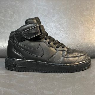 Nike Air Force 1 (sz42) Mid Triple Black Sepatu Second Original