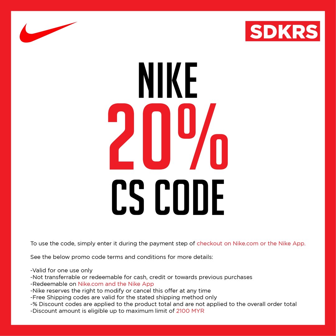 Nike CS CODE 20, Tickets & Vouchers, Vouchers on Carousell