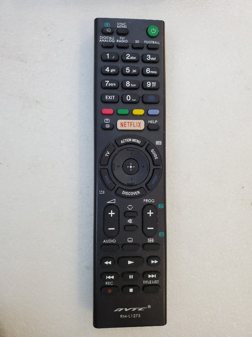 NVTC Universal TV Remote Control RML1275 with Netflix Button for Sony LED TV RMED033 RMGA019