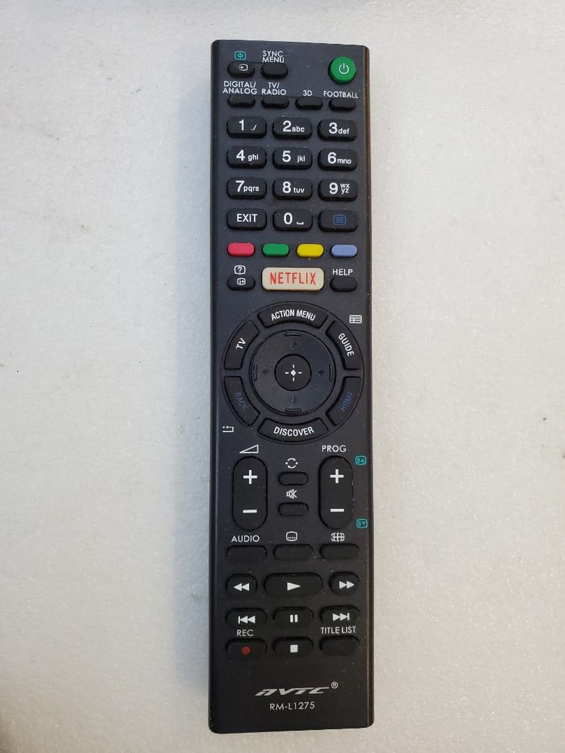 NVTC Universal TV Remote Control RML1275 with Netflix Button for Sony
