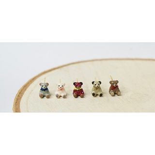 🐻✨Osewaya-（全新）日本製精緻熊熊五入耳針組🐻