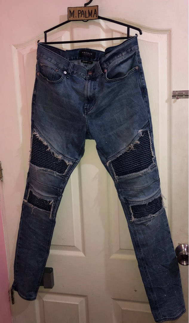 Pacsun biker jeans skinny sz 32 to 34 fit 17.5x41.5 Men s Fashion Bottoms Jeans on Carousell