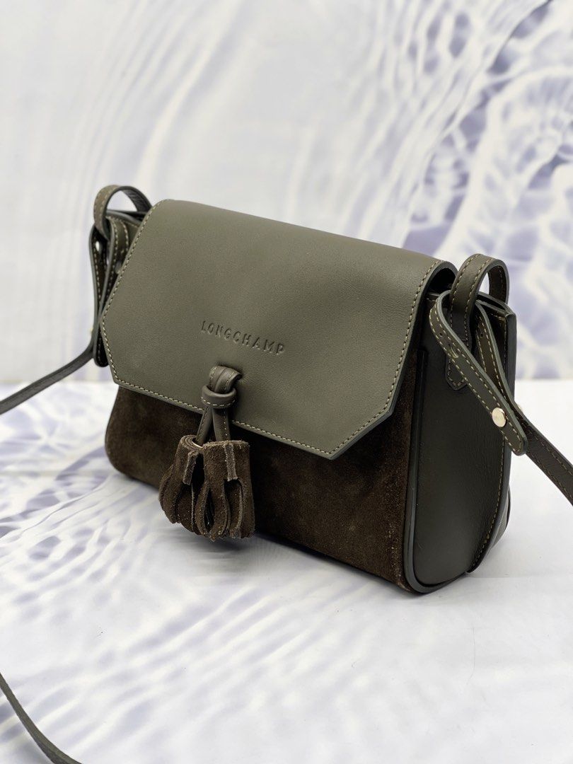 RAYA SALE LONGCHAMP PENELOPE CALFSKIN LEATHER SUEDE LEATHER CROSSBODY BAG